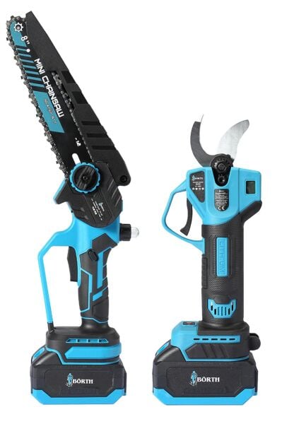 BÖRTH AKÜLÜ 2-Lİ SET 8İNÇ TESTERE + MAKAS 40MM 21V 3.0AH 2 AKÜLÜ