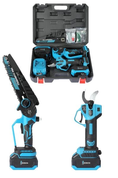 BÖRTH AKÜLÜ 2-Lİ SET 8İNÇ TESTERE + MAKAS 40MM 21V 3.0AH 2 AKÜLÜ