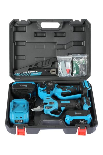 BÖRTH AKÜLÜ 2-Lİ SET 8İNÇ TESTERE + MAKAS 40MM 21V 3.0AH 2 AKÜLÜ