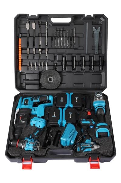BÖRTH AKÜLÜ 4-LÜ SET HİLTİ+TAŞLAMA+SOMUN SIKMA+MATKAP 21V 4.5AH 3 AKÜLÜ