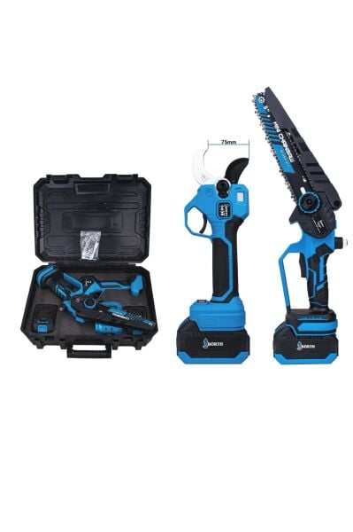 BÖRTH AKÜLÜ 2-Lİ SET 8İNÇ TESTERE + MAKAS 60MM 21V 3.0AH 2 AKÜLÜ