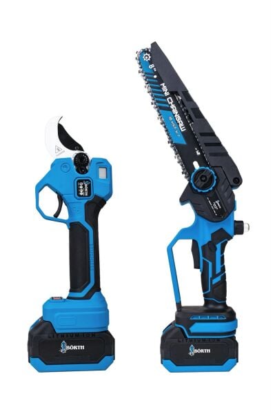 BÖRTH AKÜLÜ 2-Lİ SET 8İNÇ TESTERE + MAKAS 60MM 21V 3.0AH 2 AKÜLÜ